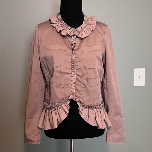 J. Crew Khaki Ruffled Chino Blazer size 2 - Picture 2 of 15